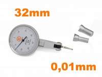 Páčkový úchylkomer - pupitas 0-0,8mm, budík 32mm, Accura